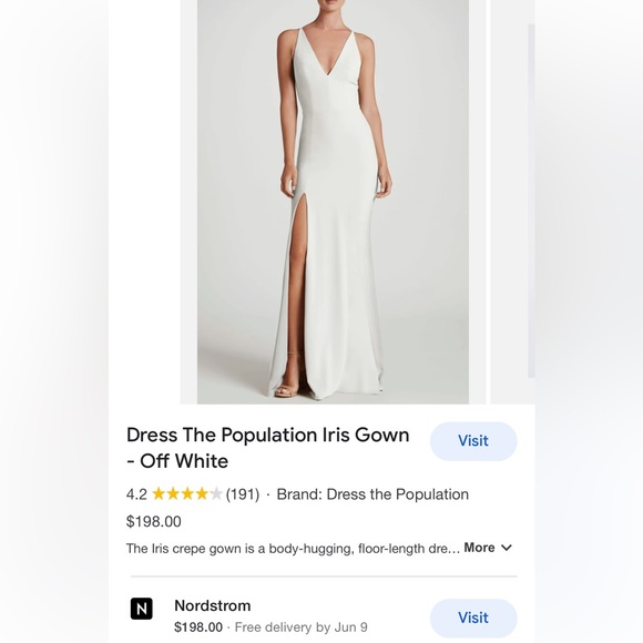 DRESS THE POPULATION BRIDAL SIDE SLIT CREPE GOWN - Picture 4 of 5